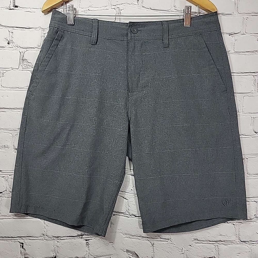 Hang Ten Mens‎ Hybrid Shorts Size 32 Gray Striped Quick-Dry Lightweight